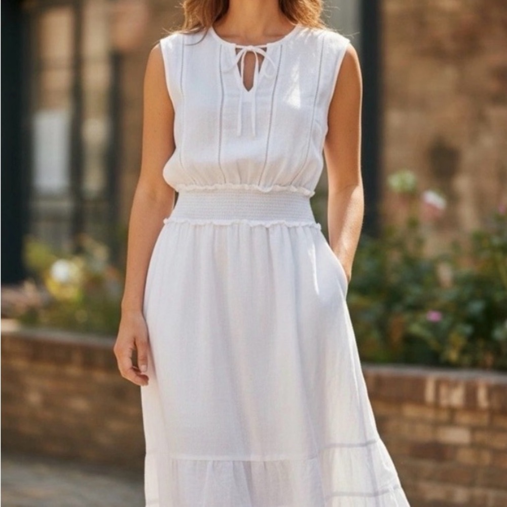 Rails White Sleeveless Midi Dress - Picture 2 of 7